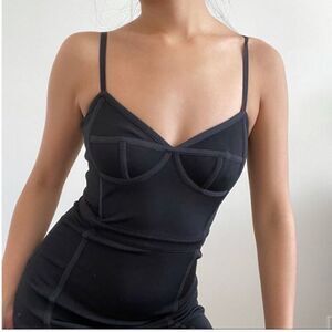 T by Alexander Wang Black Bodycon Corset Mini Dress 90s Style 2/XS EUC